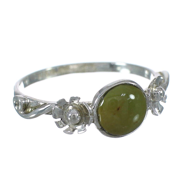 Turquoise Silver Southwest Flower Ring Size 7-3/4 YX90806